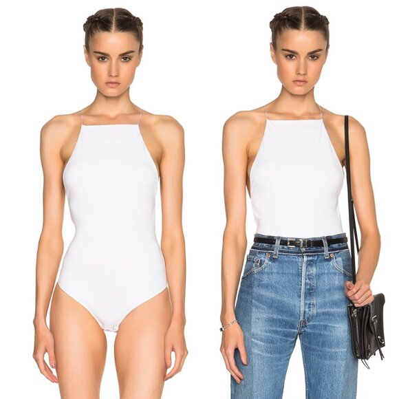 T By Alexander Wang Bodysuit Strappy Criss Cross Back In Nude Sz Small - Picture 1 of 10